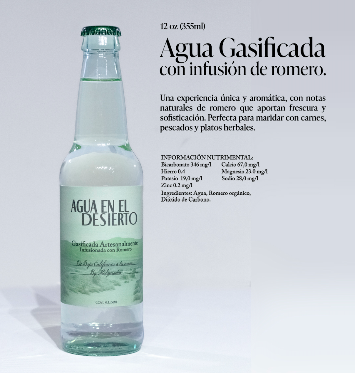 Gasificada artesanal con infusión de romero 355ml.